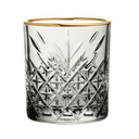 Whisky Glass 4pc Set 420ml Cut Glass Gold Rim - Timeless 520414