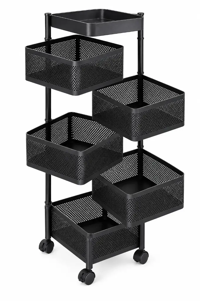 Vegetable Rack 5 Tier (89x26x26cm) Square Black Metal 