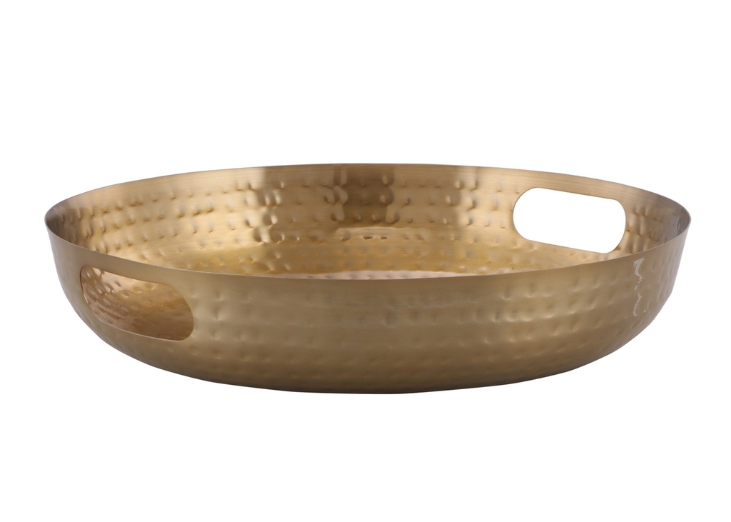 Tray 40x6cm Round Hammered With Cut Out Handles Designer Collection - Met-397