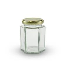 Glass Jar 250ml Hexagonal Glass 1406 - JAR111