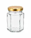Glass Jar 200ml Hexagonal with Lid - JAR112