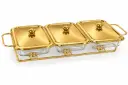 Chafing Dish 3x1.5L Dishes With Warmer Gold