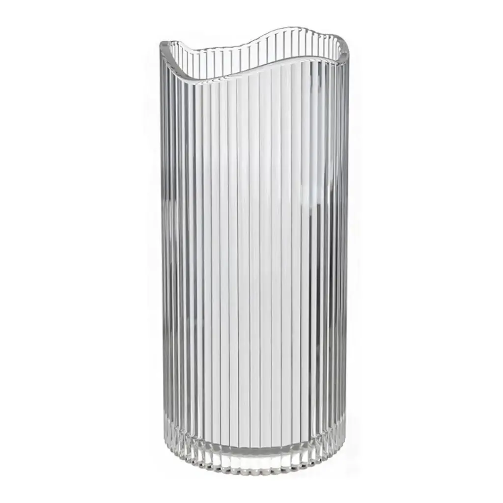 Vase 25X12Cm Glass Irregular Design Linear Rvt2023-262