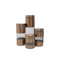 Canister Set 4Pc Glass With Steel Decal And Lid TC10
