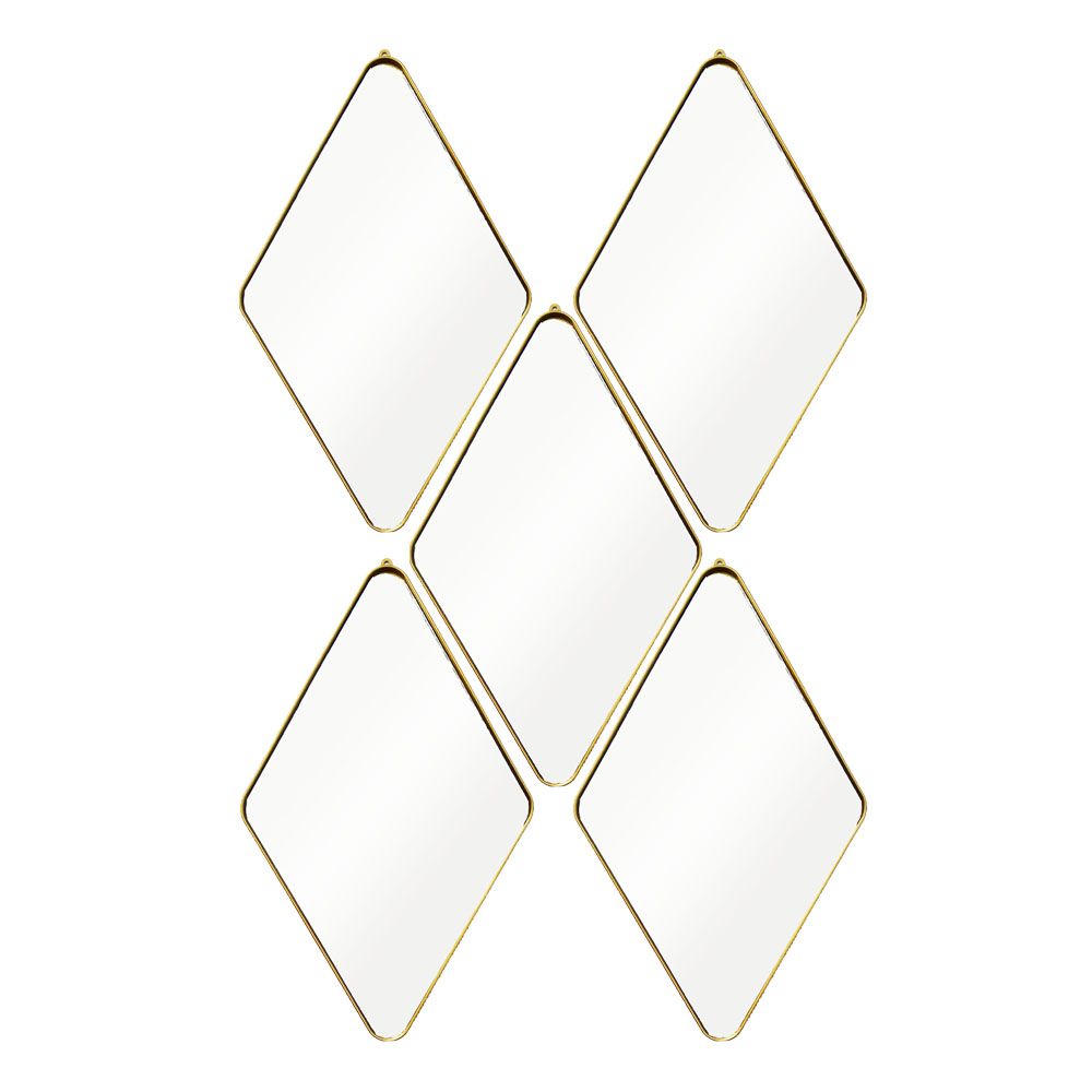 Mirror 5Pc Diamond Shaped With Gold Metal Chain Sd705-4