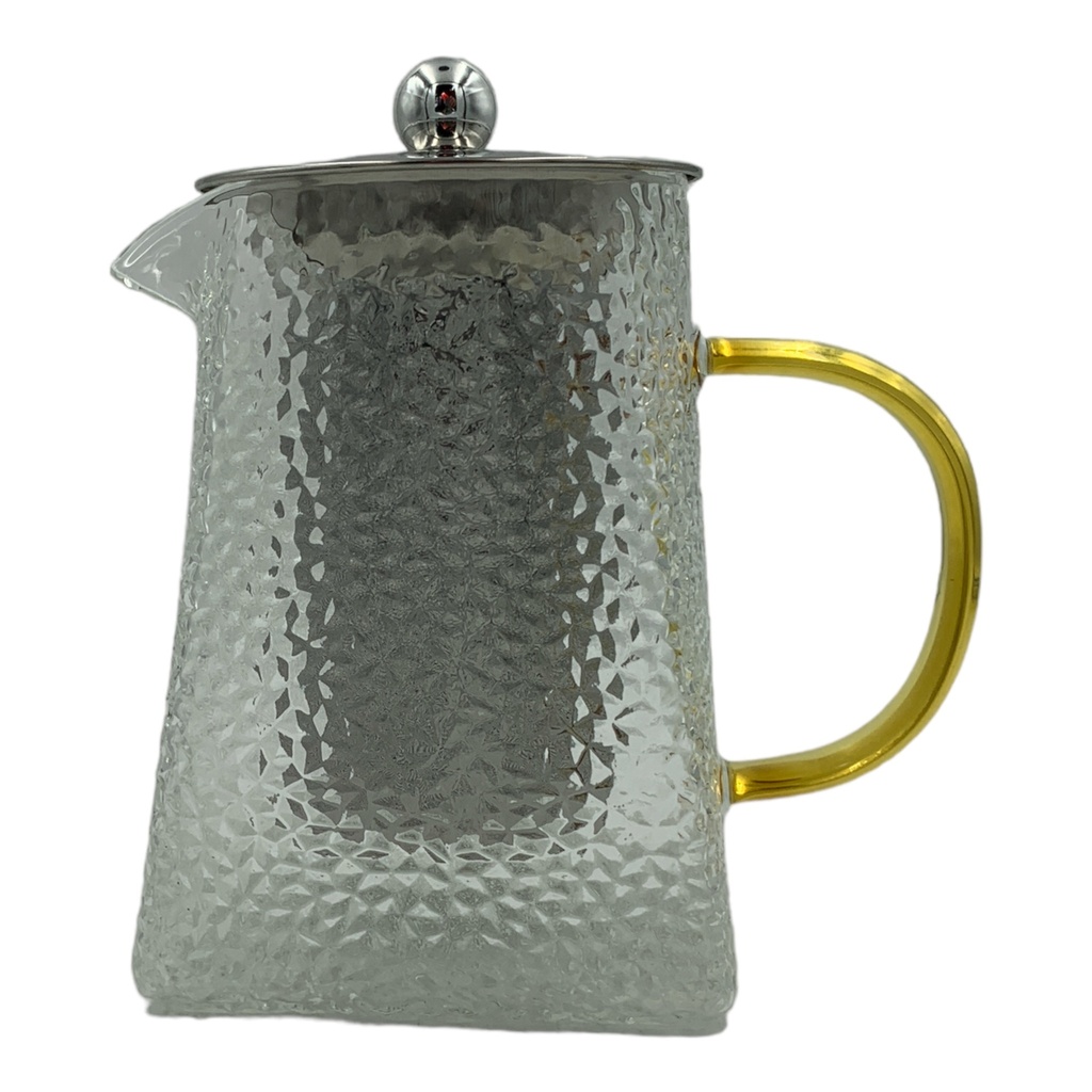 Teapot 750ml Square Borosilicate Glass With Stainless Steel Lid & Infuser - RVT2023-191