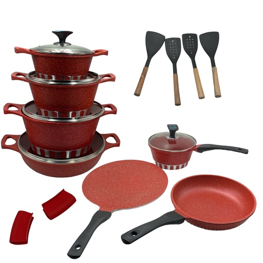[RHD1793] Pot Set 18pc Cresta Die-Cast Aluminium (Non-Stick) -PBI868