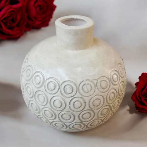 [AD25725] Vase AC 16cm (16x7cm) Round Bulb Ethnic - Base