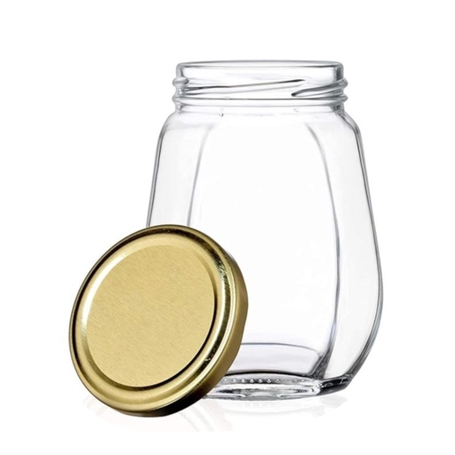 [AD25975] Jar 375ml Honey Glass Octagonal with Lid JAR147