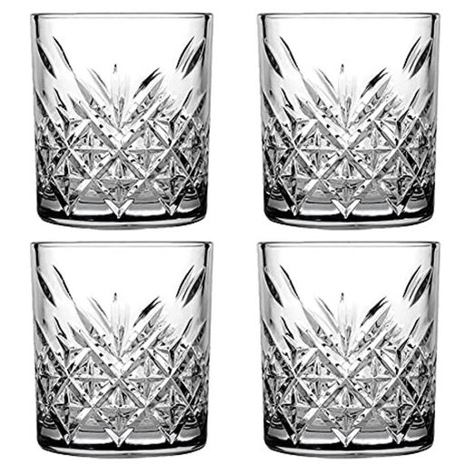 [AD25998] Whisky Glass 4pc Set 420ml Cut Glass - Timeless 520414
