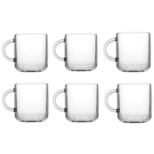 [AD26003] Coffee Mug 6pc Set 245ml Glass - Iconic 55192