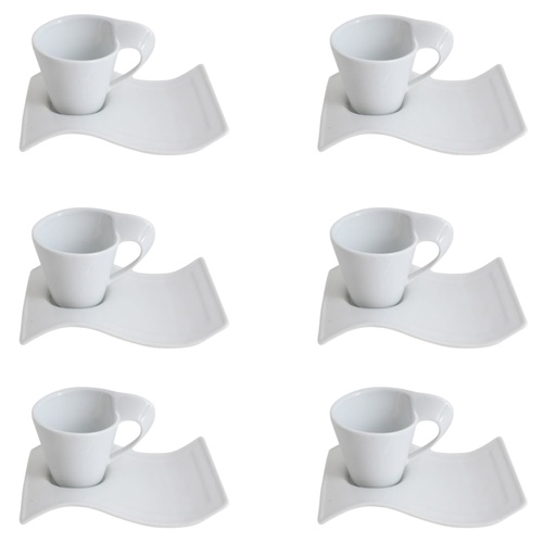[AD26055] Cup & Saucer Set 12pc Porcelain Wave -RVT024-092