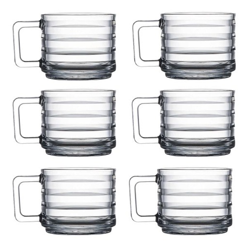 [AD26244] Cup 320cc 6pc Glass Bricks with Handle Line 550005