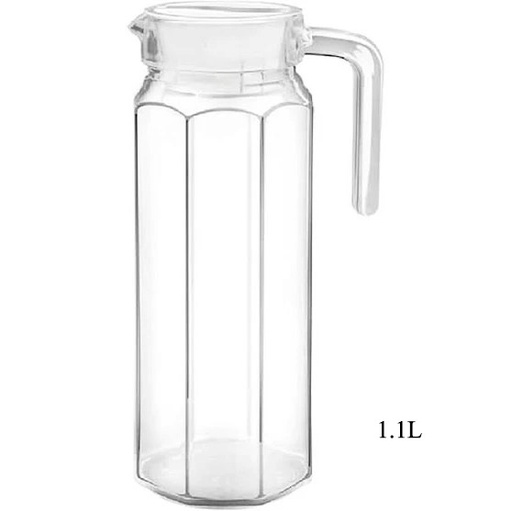 [AD26259] Jug 1.1L Glass With Lid Octagonal - DZH1100