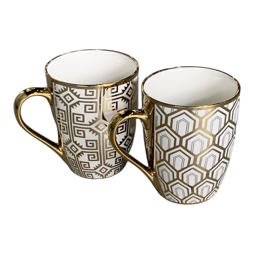 [AD26262] Mug 380ml Gold Moroccon Inspired Design Porcelain - 6037H