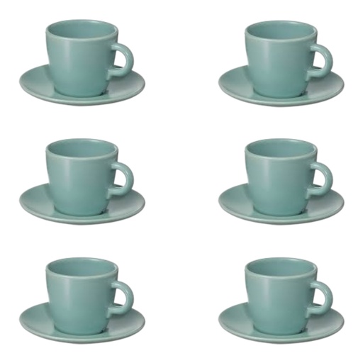 [AD26271] Cup & Saucer Set 12pc 250ml Stoneware - 1014