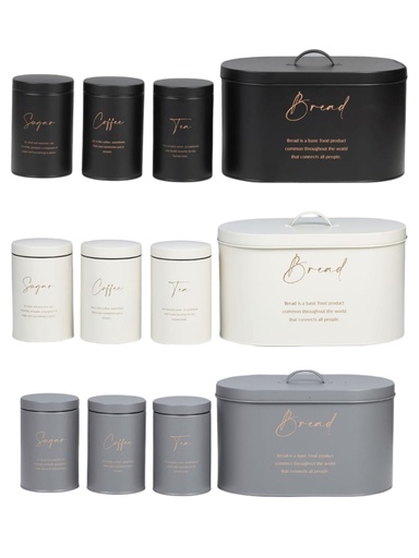 [RHD5348] Bread Bin & Canister Set 4pc Bente RHW180