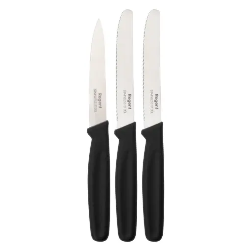 [AD26358] Knife Set 3pc Black Handle Regent 21205