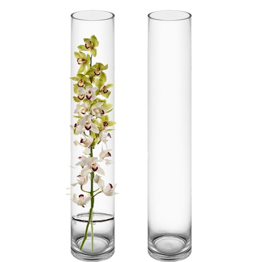 [AD26379] Glass Vase 35x10cm Cylinder Clear VAS1035
