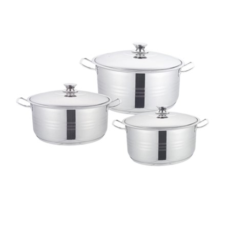 [AD26404] Stock Pot Set 6pc Stainless steel 8.6/10.5/12.8Lt Rolux RP-6032
