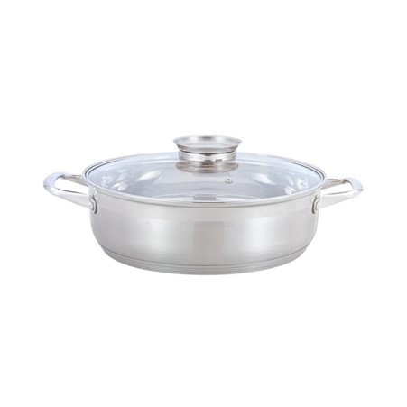 [AD26414] Pot 5.2Lt 30x7.5cm Stainless Steel Casserole With Glass Lid Rolux RP-3075