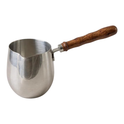 [AD26448] Milk Jug 450ml Stainless Steel with Wooden Handle JF-195