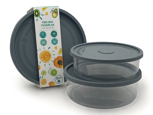[AD26517] Storage Box 3pc Set 0.75/1/1.5Lt Multibox Round E-480