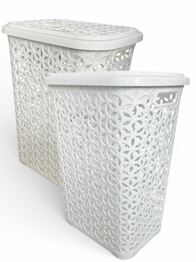 [RHD37] Laundry Basket 60lt Rattan Star Plastic with Lid E-571
