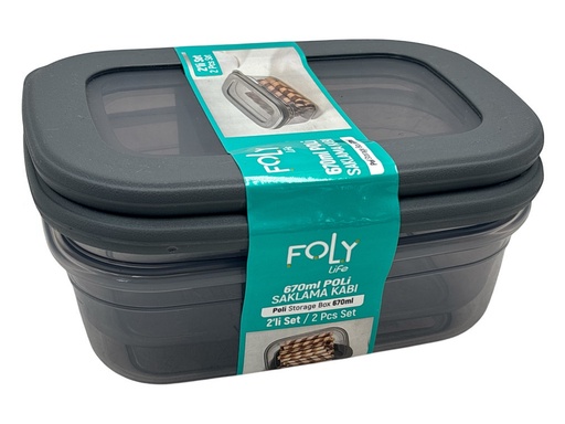 [RHD93] Storage Box 2pc Set 17x12x6cm 0.67lt food Container Plastic With Lid BNM-7659