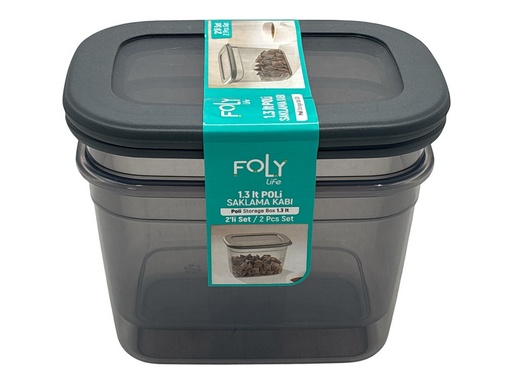 [RHD91] Storage Box 2pc Set 16.5x12x12cm 1.3lt food Container Plastic With Lid BNM-7758