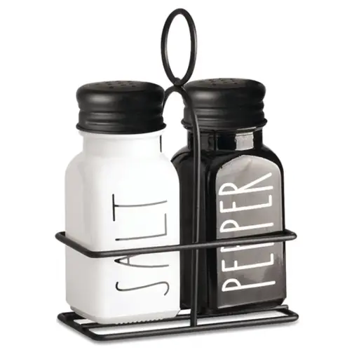 [27139] Salt & Pepper 3pc Set with Black Caddy - 27139  