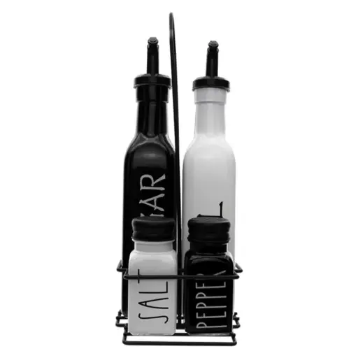 [27140] Condiment Set 4pc 250ml With Black Caddy 27140