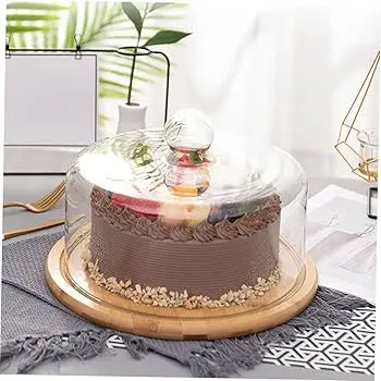 Cake Stand 26x16 Glass With Wooden Base VEW04