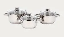 [RHD60] Pot Set 6pc Saphire Silver Set Stainless Steel Tissolli