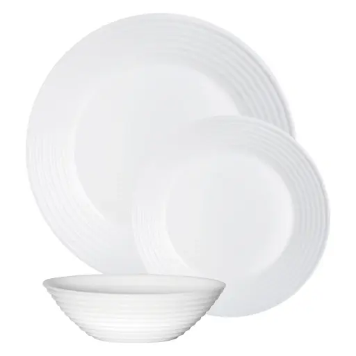[D1602] Dinner set 12pc Stairo White Opal Glass - Luminarc 39909