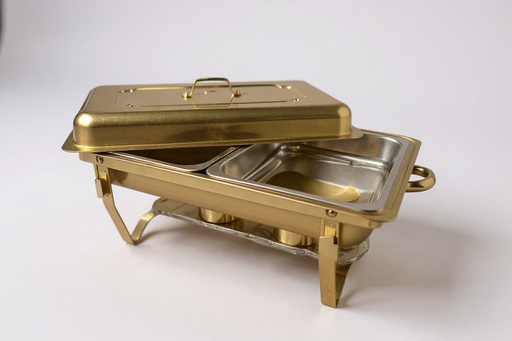 [RHD118] Chafing Dish 9.5L Gold Rectangular with Double Inserts