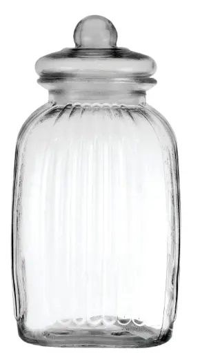 [RHD136] Jar 4.8Lt Glass Ribbed with Lid (33x15.5x15.5cm) - 10165