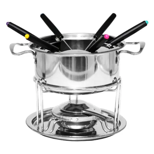[RHD158] Fondue Set Stainless Steel Burner & 6 Forks - 31530