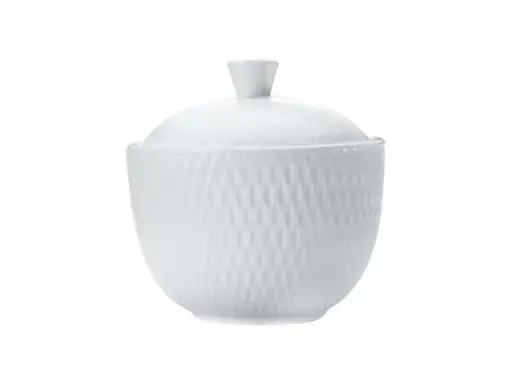 [RHD259] Sugar Basin & Lid 10x7cm Diamonds Range White Basics - Maxwell & Williams DV0066