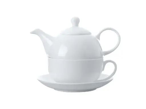 [RHD275] Tea For One 425ml Teapot With Cup & Saucer White Basics - Maxwell & Williams AX0401 