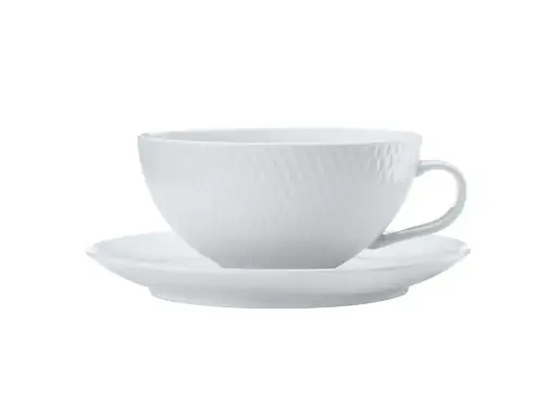 [RHD301] Cup & Saucer 250ml Low Diamonds White Basics - Maxwell & Williams DV0067