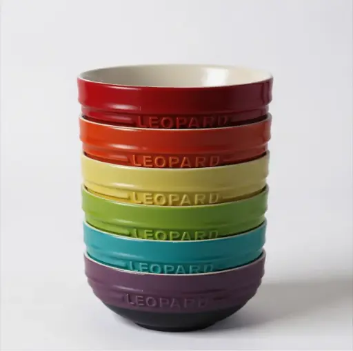 [RHD351] Bowl 6pc 580ml Rainbow (15x6.5cm) - Leopard