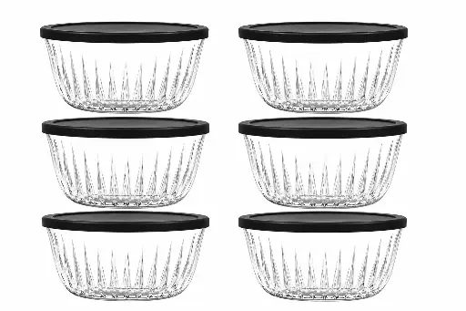 [RHD405] Bowl 6pc Set 250ml With Black Lids - Frezya 530146