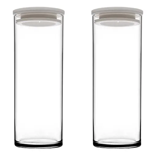 [RHD407] Jar 2pc Set 1230ml Glass With White Lid - Breakfast Club 11198001