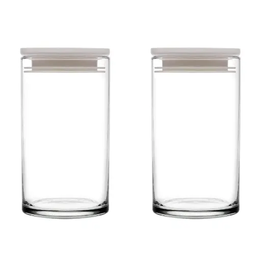 [RHD409] Jar 2pc Set 730ml Glass With White Lid - Breakfast Club 1119800