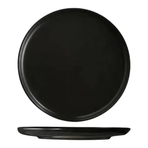 [RHD467] Plate 26.5x2cm Coupe High Lip  Black Porcelain - Ironstone PA339