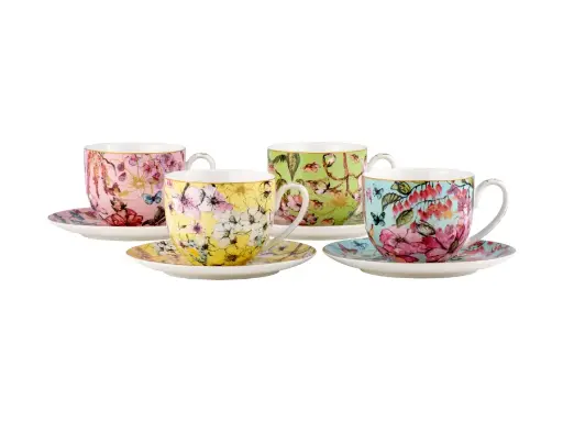 [RHD537] Cup & Saucer 8pc Set 280ml Enchantment Estelle Michaelides - Maxwell & Williams HV0508