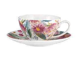 [RHD555] Cup & Saucer 200ml Coupe Eucalyptus Royal Botanic Gardens - Maxwell & Williams YD0154