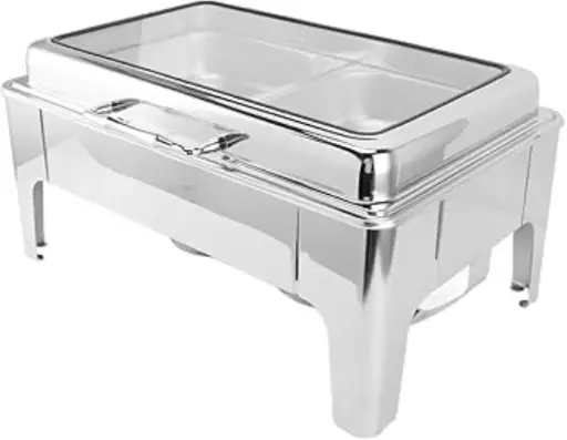 [RHD9233] Chafing Dish 56x36x29cm Rectangular Flat With Window Stainless Steel