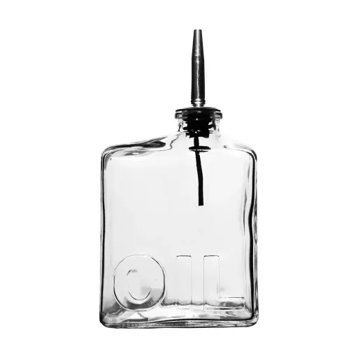 [RHD9240] Oil Bottle 450ml Square Embossed OIL Bottle With Pourer - 27160